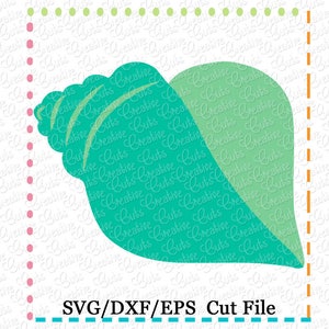 Könnte beinhalten: Eine SVG-Schneidedatei in Form einer türkisfarbenen und grünen Muschel. Die Datei ist für die Verwendung mit einer Schneidemaschine zur Erstellung einer dekorativen Muschel.