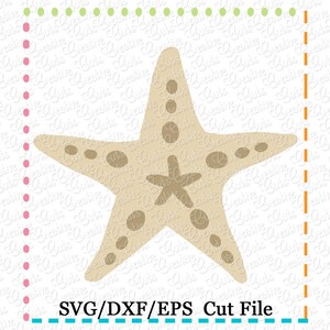 Puede incluir: Una estrella de mar beige con manchas marrones y una estrella de mar marrón más pequeña en el centro. La estrella de mar está aislada sobre un fondo blanco. Archivo de corte SVG/DXF/EPS.