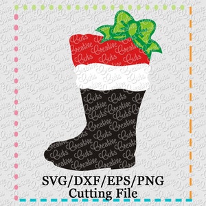 EXCLUSIVE SVG Santa Boots Bow Cutting File, Santa boots cut file, Christmas svg, Santa cutting file, Santa svg, santas boots svg