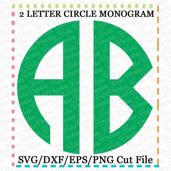2 Letter Circle Monogram Font SVG eps DXF Cutting File, circle font svg, circle alphabet cut file, 2 letter font svg natural circle font svg