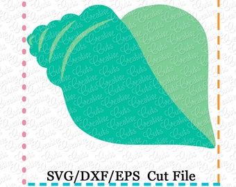 Conch shell SVG eps  DXF Cutting File, shell svg, shell cut file, beach cutting file, beach svg, shells frame svg