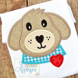 Welpe Hund Valentine Digital Maschine Stickerei Applique 4 Baugrößen, Hund Applique, Hund Stickerei, Applique Welpen, Welpen Stickerei