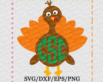 EXCLUSIVE Turkey Cutting File, thanksgiving cut file, turkey svg, thanskgiving svg, turkey svg, turkey cut file, monogram turkey svg