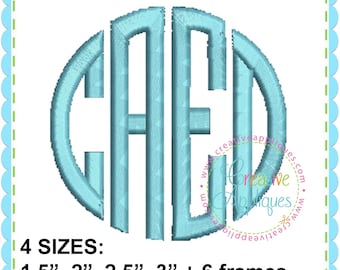 EXCLUSIVE 4 Sizes BX Natural Circle 4 Letter Monogram Embroidery Alphabet Font + 6 frames Digital Machine Embroidery. four letter monogram