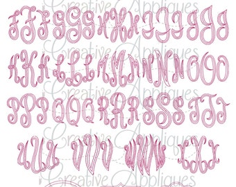 6 SIZES Empire Floss Embroidery Alphabet Font Digital Machine Embroidery Empress font floss embroidery font, bean stitch font, monogram font
