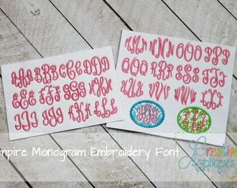 8 SIZES! Empire Embroidery Monogram Alphabet Font Digital Machine Embroidery Design, Empress embroidery font, monogram embroidery font