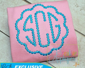 Natural Circle Dot Beaded Embroidery Monogram Alphabet Font Digital Machine Embroidery Design 4 Sizes dot embroidery font, beaded embroidery