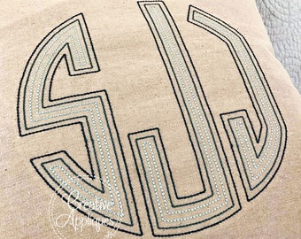 LARGE 4 Sizes Natural Circle Floss Embroidery Monogram Alphabet Font+2 frames Digital Machine Embroidery Design, bean stitch embroidery font