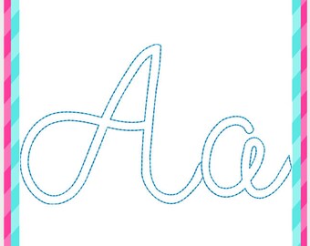 6 Sizes Lecia Embroidery Alphabet Font Digital Machine Embroidery, A thru Z, numbers, bean stitch font, triple stitch font, running stitch