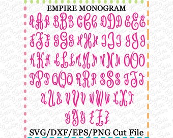 Empire Circle Monogram Font Svg Eps Dxf Cutting File Empress Font Svg Empire Cut File Empress Monogram Svg Cutting File Script Font Svg Free Amazing Download Font Script