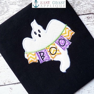 Ghost Greetings Applique Design, machine embroidery, embroidery design, applique embroidery, halloween applique, ghost applique,