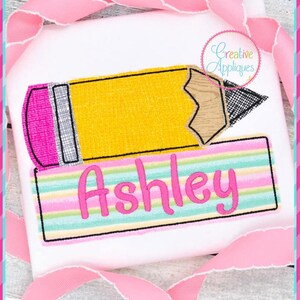 Pencil Monogram Digital Machine Embroidery Applique Design 4 sizes