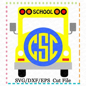Monogram School Bus SVG Cutting File, school svg, monogram bus svg, school bus cut file, bus svg cut file, monogram cut file