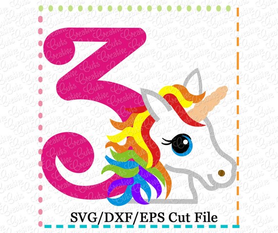 Rainbow Unicorn 3rd Birthday Svg Cutting File Unicorn Svg Etsy