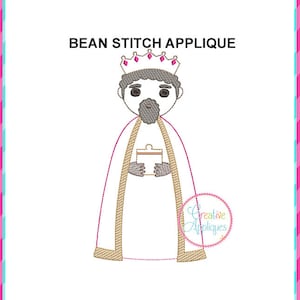 Bean Stitch Wiseman 3 Applique Embroidery Design 5 Sizes, wiseman embroidery, nativity christmas embroidery, machine embroidery