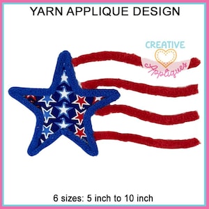 Yarn Flag Applique Machine Embroidery Applique Design 6 SIZES, flag applique, flag embroidery, flag yarn embroidery