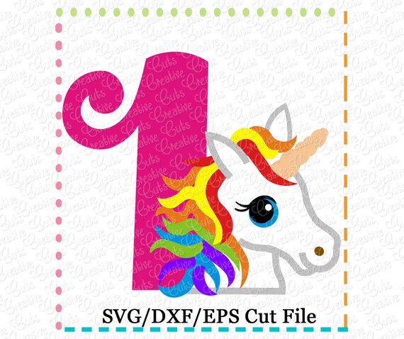 Rainbow Unicorn 1st Birthday Svg Cutting File Unicorn Svg Etsy