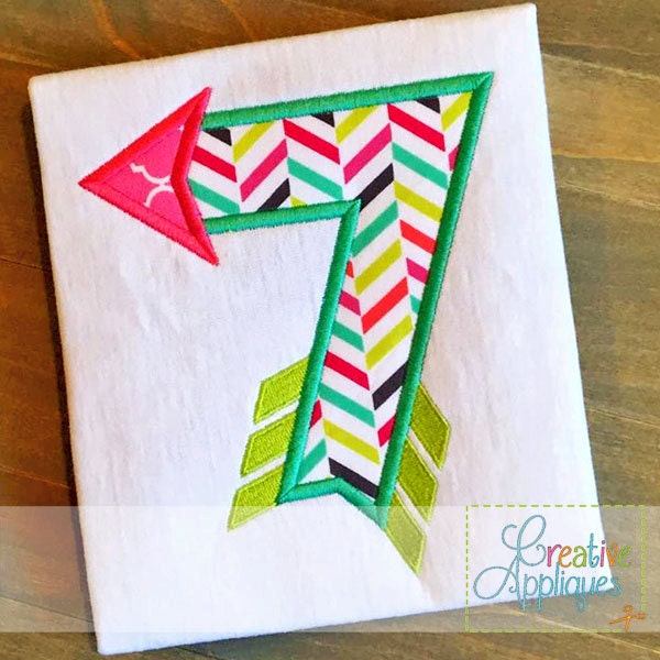 Tribal Arrow Number 7 Seven 7th Seventh Birthday Digital Machine Embroidery Design 4 Sizes