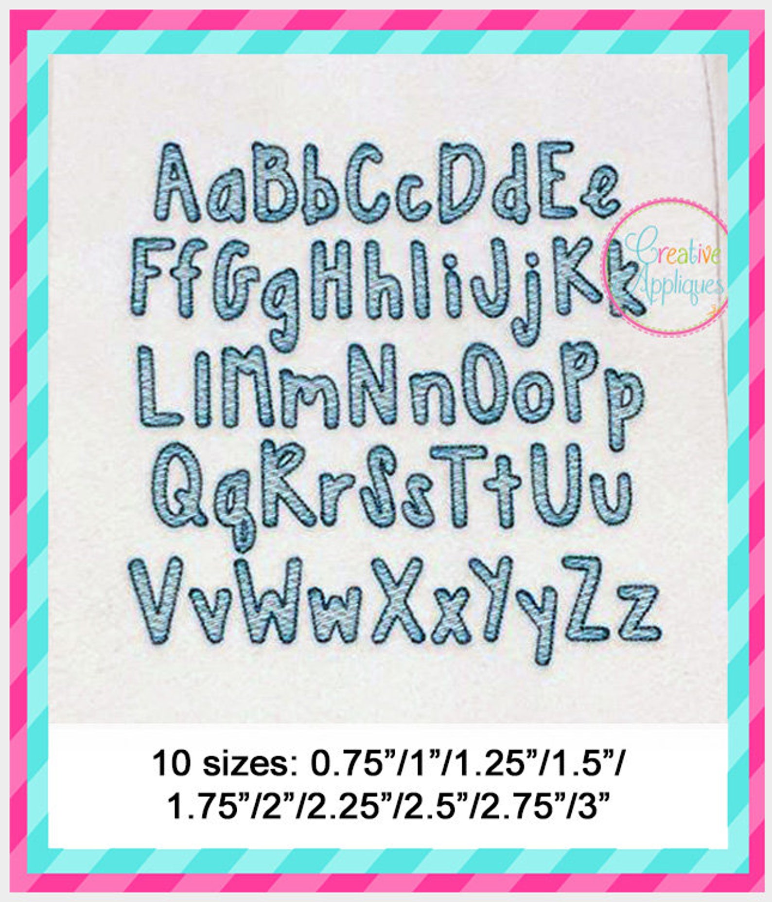 10 Sizes Sketch Embroidery Alphabet Font Digital Machine Embroidery, A ...