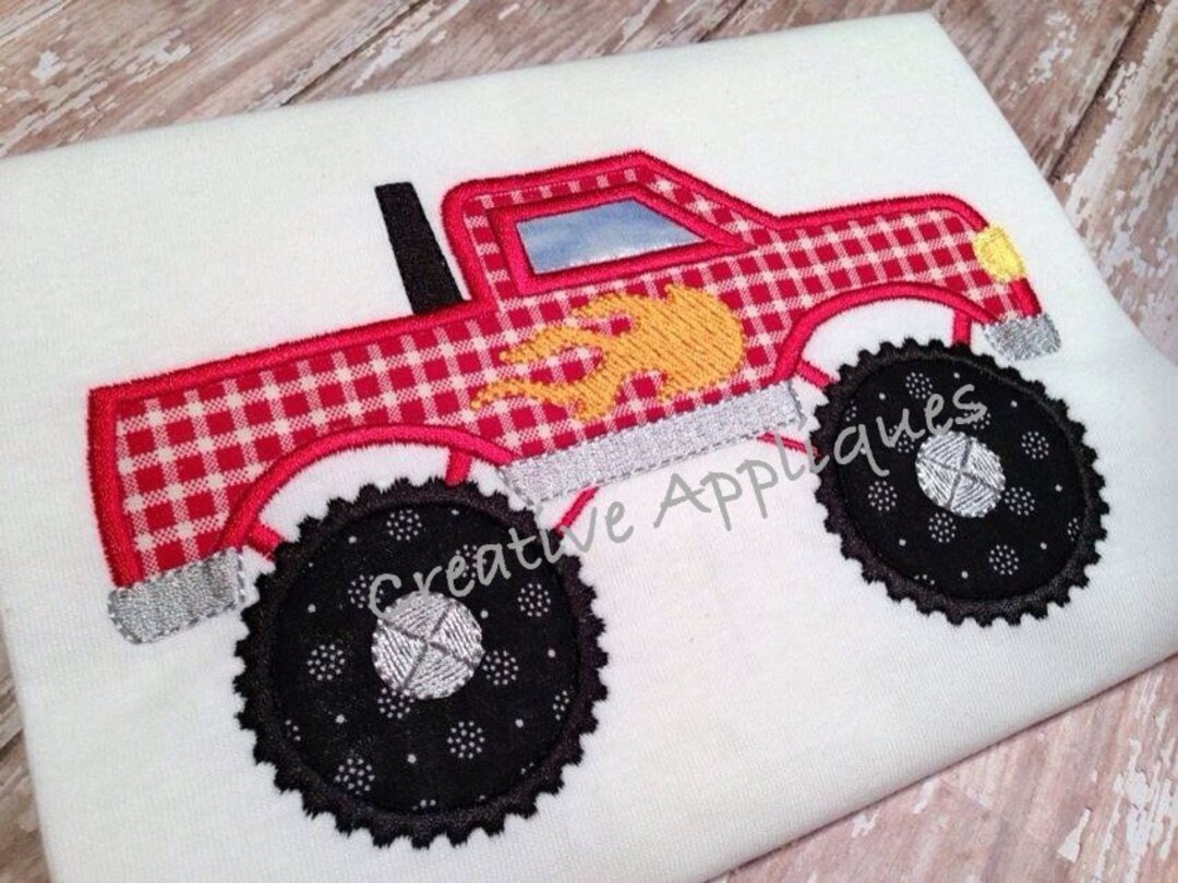Monster Truck Applique Digital Machine Embroidery Design 4 Sizes - Etsy