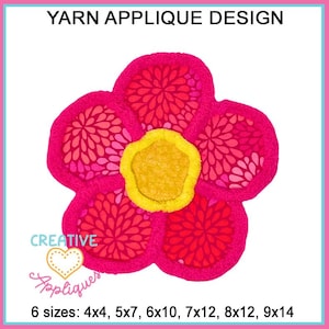 Yarn Flower Applique Machine Embroidery Design, embroidery with yarn, machine embroidery applique, chenille applique, applique with yarn