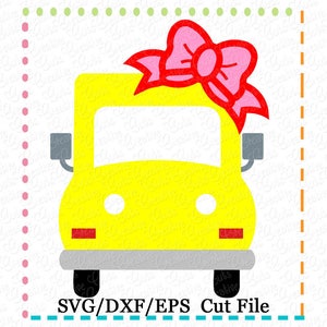 School Bus Bow SVG Cutting File, school svg, bus svg, school bus cut file, school bus cut file, girl bus svg cut file