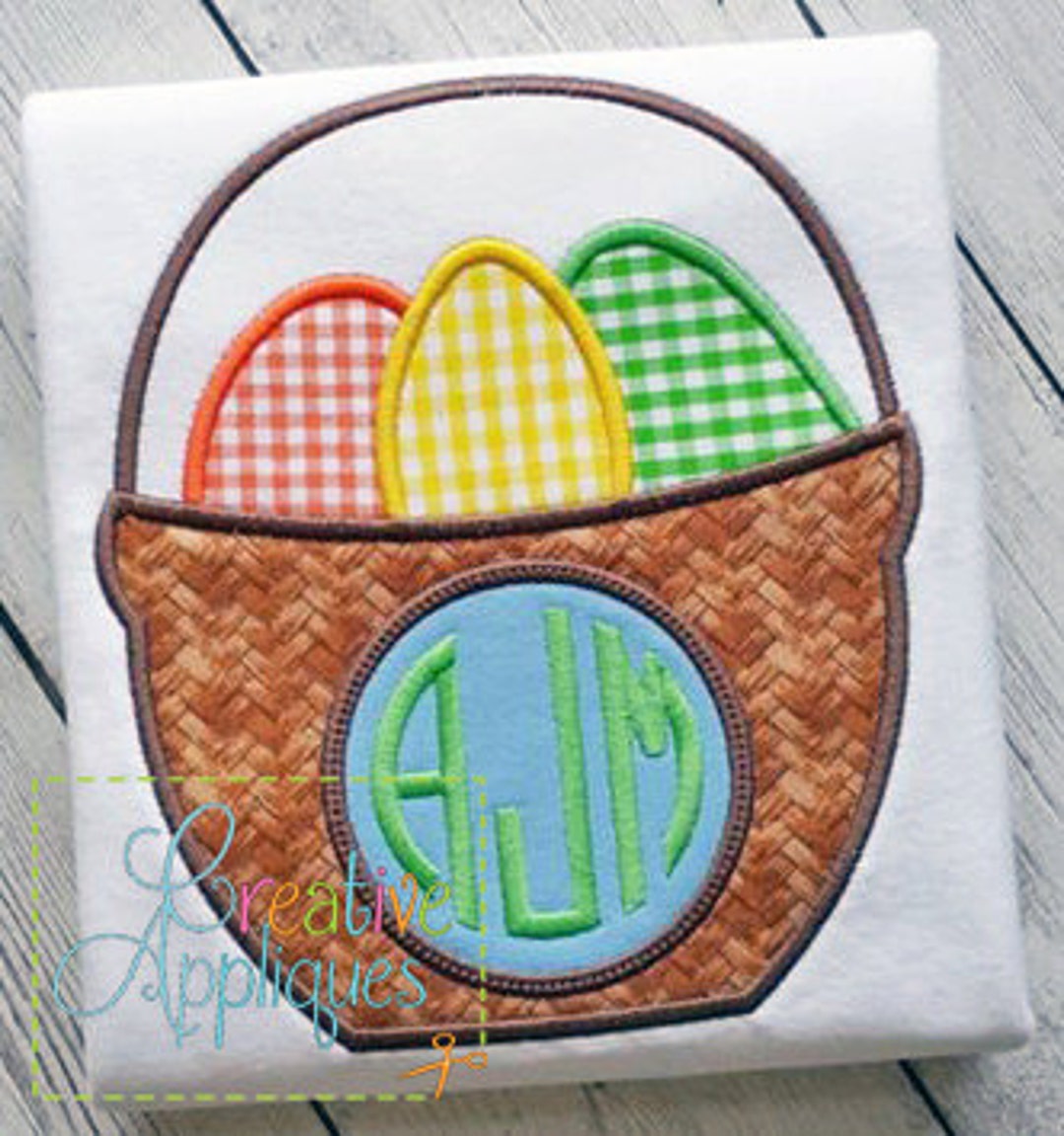 Easter Basket Monogram Applique Machine Embroidery Design 4 Sizes - Etsy