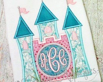 Castle Monogram Princess Digital Machine Embroidery Applique Design 4 Sizes Empire Empress Monogram Font