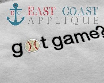 Got Game? Baseball Applique Design, machine embroidery design, embroidery design, baseball embroidery design, baseball applique