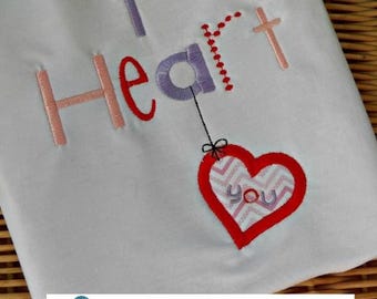 I Heart You Applique Design, machine embroidery design, valentine applique design, heart applique, i love you embroidery