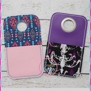 Raw Edge Hanging Pocket In the Hoop Machine Embroidery Design, phone charging station, hanging pocket, phone case, phone holder