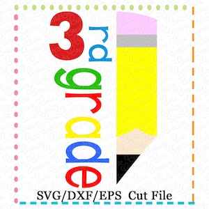 Arquivo de corte SVG de lápis de 3ª série, svg escolar, svg de lápis, arquivo de corte de lápis, arquivo de corte svg de lápis, arquivo de corte de monograma, corte svg de lápis