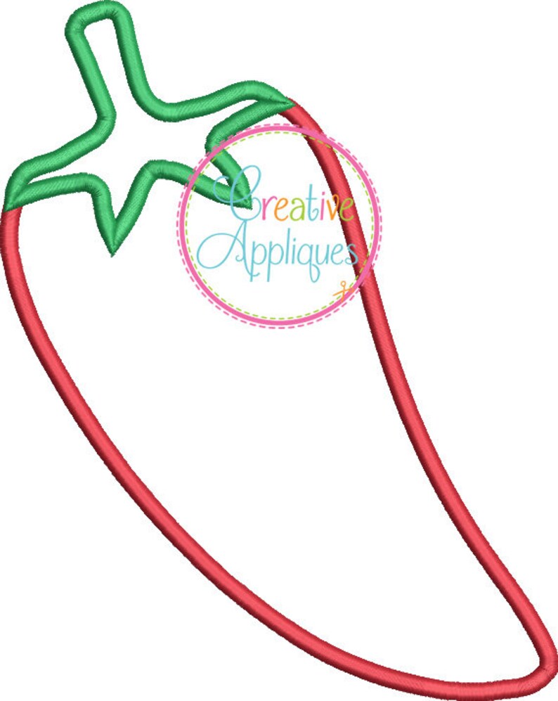 Chili Pepper Digital Machine Embroidery Applique Design 4 Etsy
