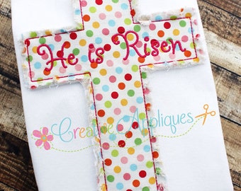 7 SIZES Cross Bean Stitch Raggy Shabby Frayed Machine Embroidery Applique Design