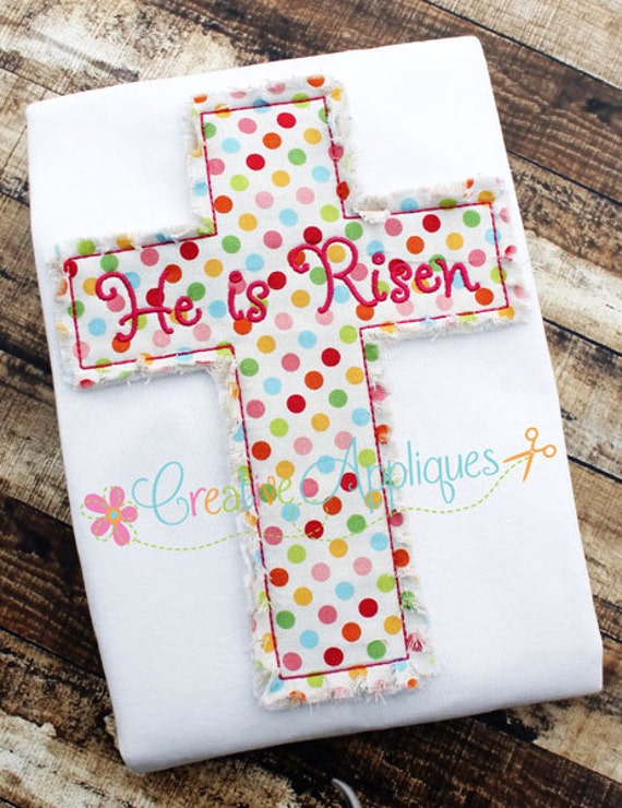 7 SIZES Cross Bean Stitch Raggy Shabby Frayed Machine Embroidery Applique Design
