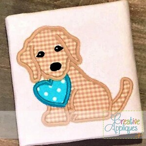 Puppy Dog Valentine Digital Machine Embroidery Applique Design 4 Sizes, dog applique, dog embroidery, puppy applique, puppy embroidery image 1