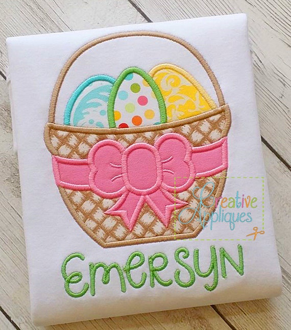 Easter Basket Bow Applique Machine Embroidery  Design 4 Sizes
