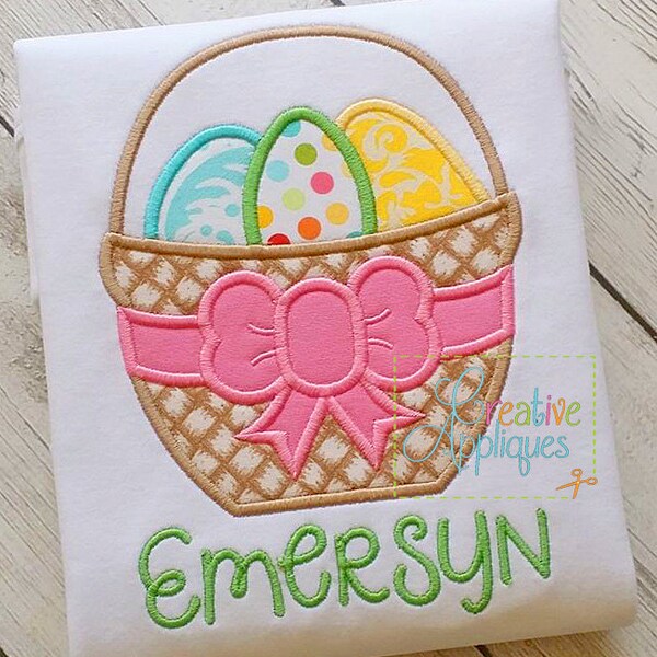 Easter Basket Bow Applique Machine Embroidery  Design 4 Sizes