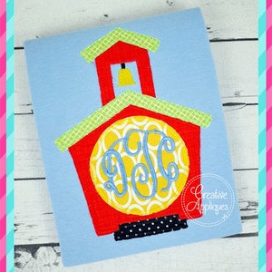 School house Monogram Digital Machine Embroidery Applique Design 4 sizes, schoolhouse applique design pattern, monogram school applique