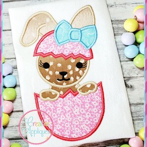 Girl Rabbit Eggl Machine Embroidery Applique Design 4 SIZES rabbit applique, rabbit embroidery, bunny applique, bunny embroidery