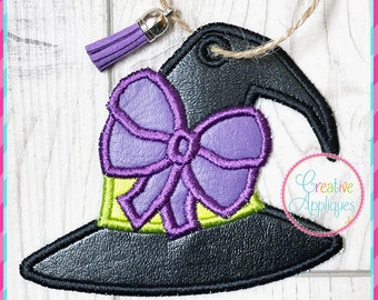 Witch Hat Tag In The Hoop Machine Embroidery Design 4 Sizes, luggage tag, backpack tag, in the hoop machine embroidery tag, halloween