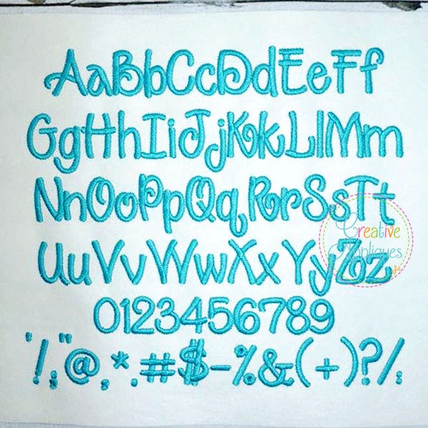 7 TALLAS!!! Zazzle bordado alfabeto fuente digital máquina bordado 7 tamaños, A a Z, números, 19 símbolos de puntuación, incluye formato BX