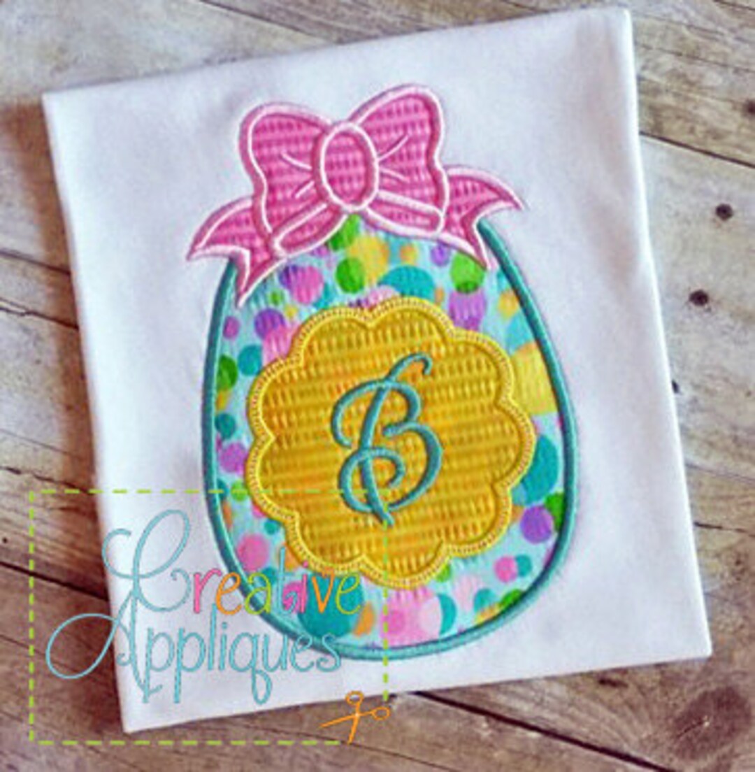 Easter Egg Monogram Bow Applique Machine Embroidery Design 4 Sizes - Etsy