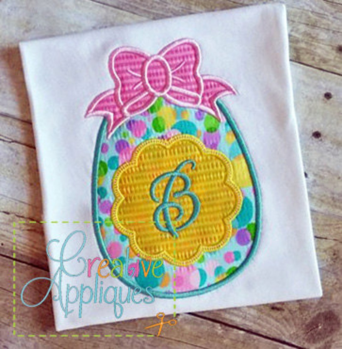 Easter Egg Monogram Bow Applique Machine Embroidery Design 4 - Etsy