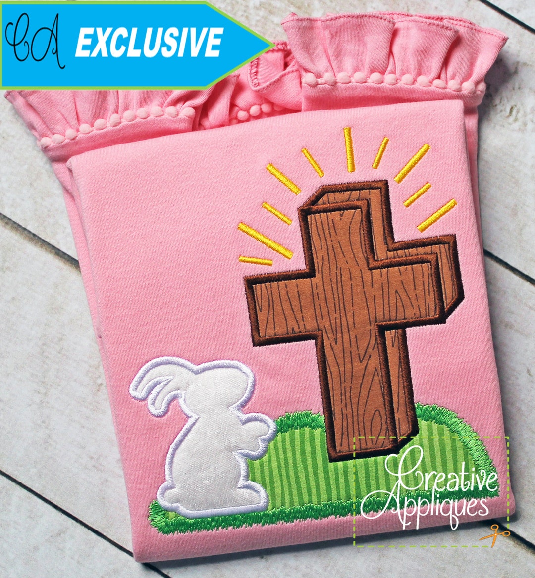 Easter Rabbit Cross Rabbit Cross Easter Machine Embroidery Applique Design 4 Sizes - Etsy