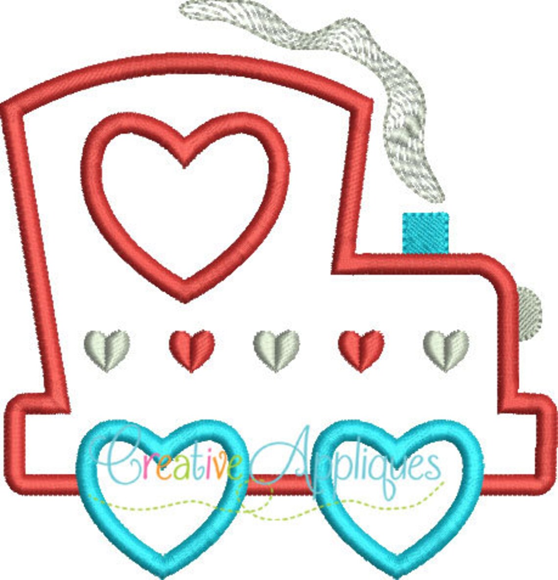 Machine Applique Train Valentine Train Applique Digital Machine Embroidery Applique Design 4 ...