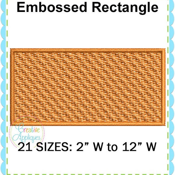 Embossed Rectangle Monogram Frame Digital Machine Embroidery Design 21 Sizes, pile drop, nap tack down, embossed frame,