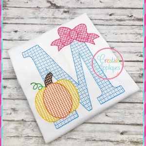 Pumpkin Bow Alphabet Digital Machine Embroidery Design 5 Sizes, autumn fall, pumpkin embroidery, pumpkin letters embroidery, motif fill