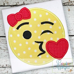 Emoji Kiss Kissing Love Machine Embroidery Applique Design 4 Sizes