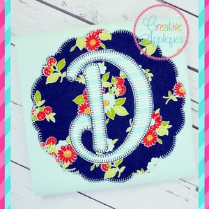 Point de feston pétoncles cercle Applique lettres un thru Z numérique Machine broderie Design 4 tailles, au point de vintage